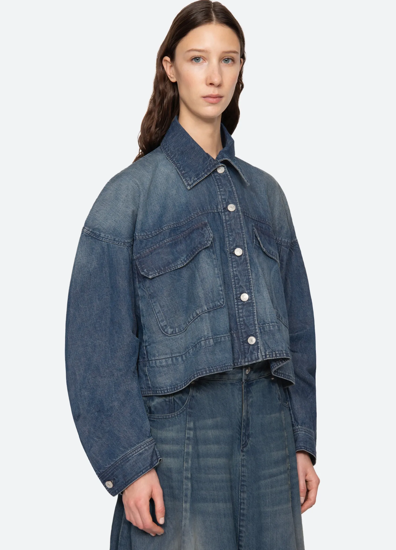 Outerwear>Sea New York Amari Shirt Jacket Blue