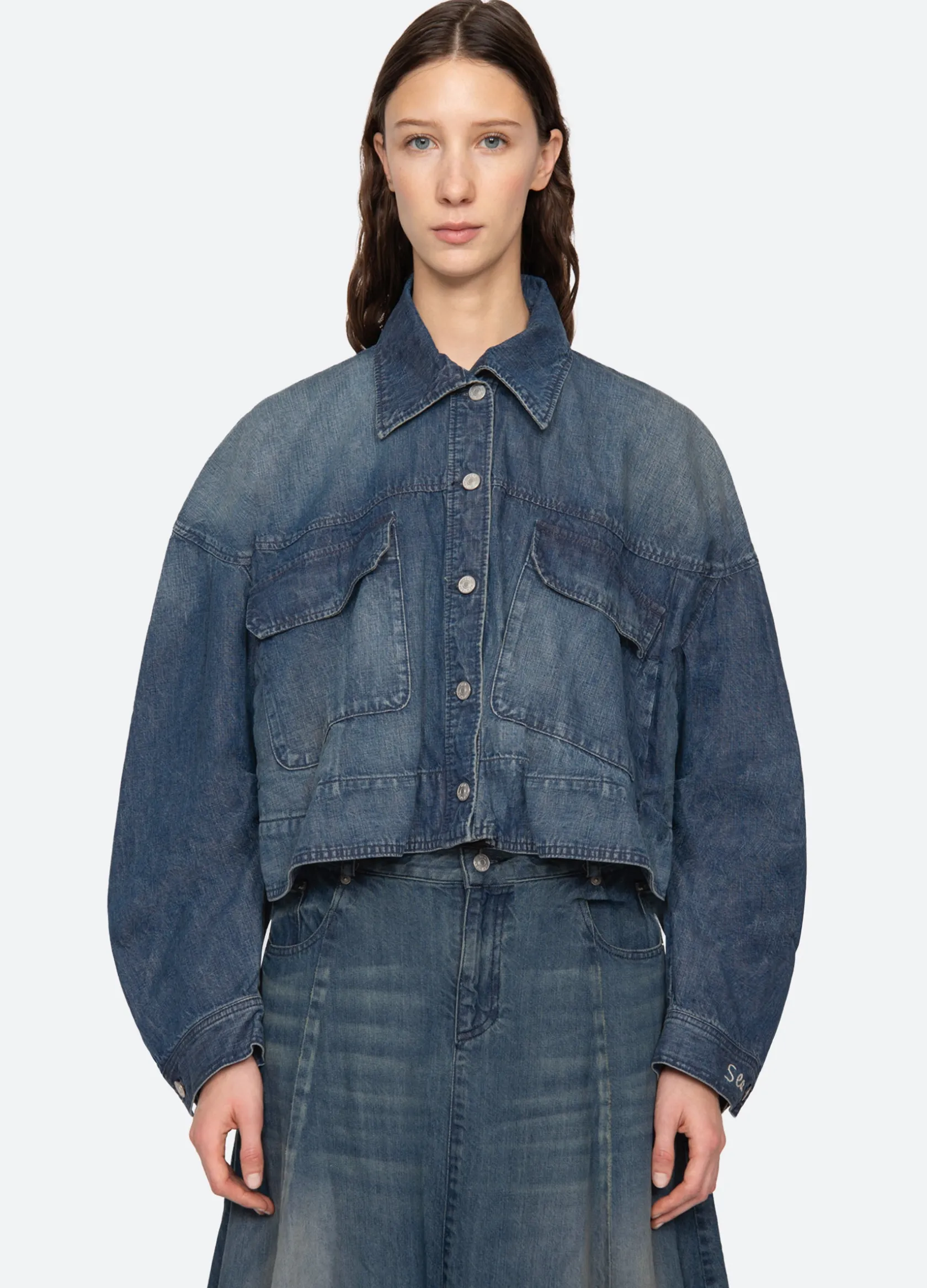 Outerwear>Sea New York Amari Shirt Jacket Blue