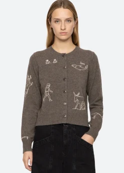 Sweaters|Tops>Sea New York Demi Cardigan Gray