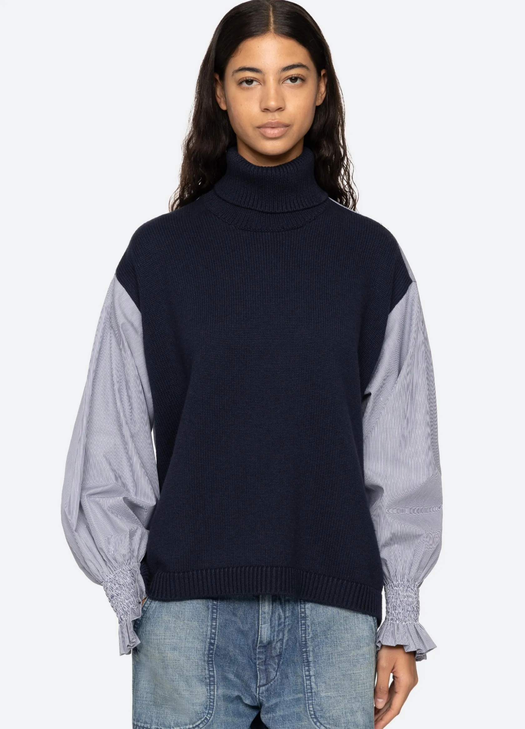 Tops|Sweaters>Sea New York Devana Combo Sweater Navy
