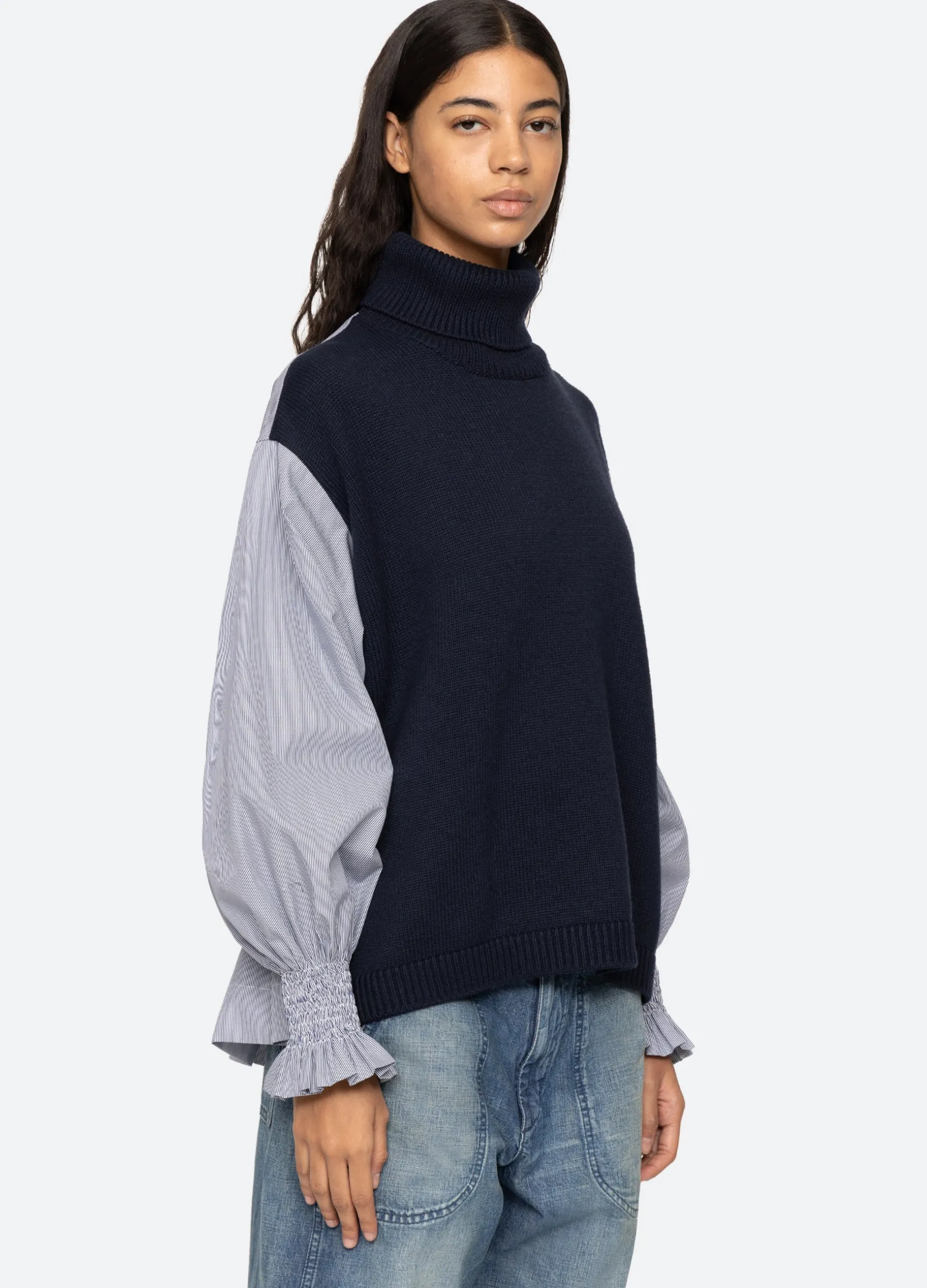 Tops|Sweaters>Sea New York Devana Combo Sweater Navy