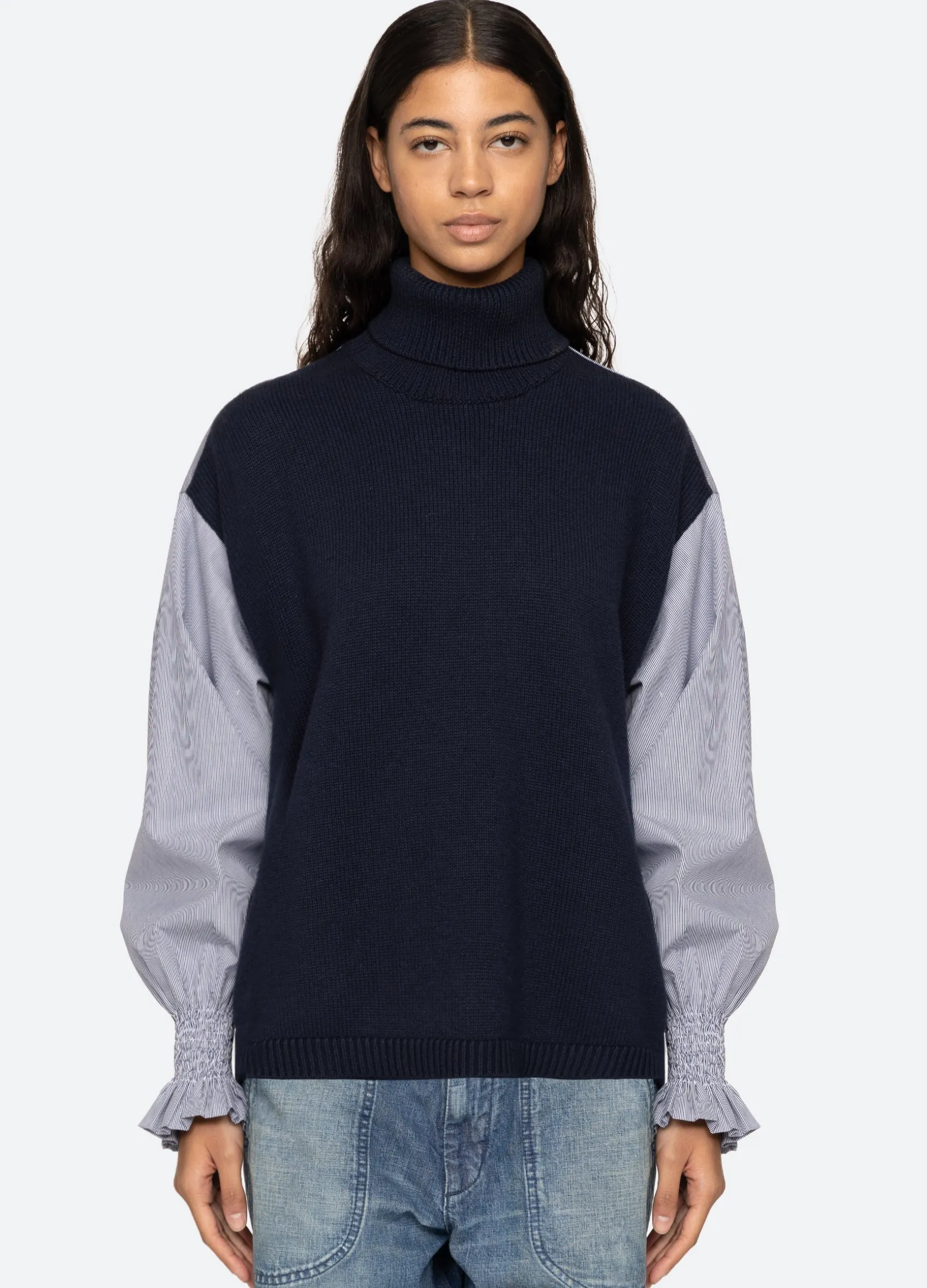 Tops|Sweaters>Sea New York Devana Combo Sweater Navy