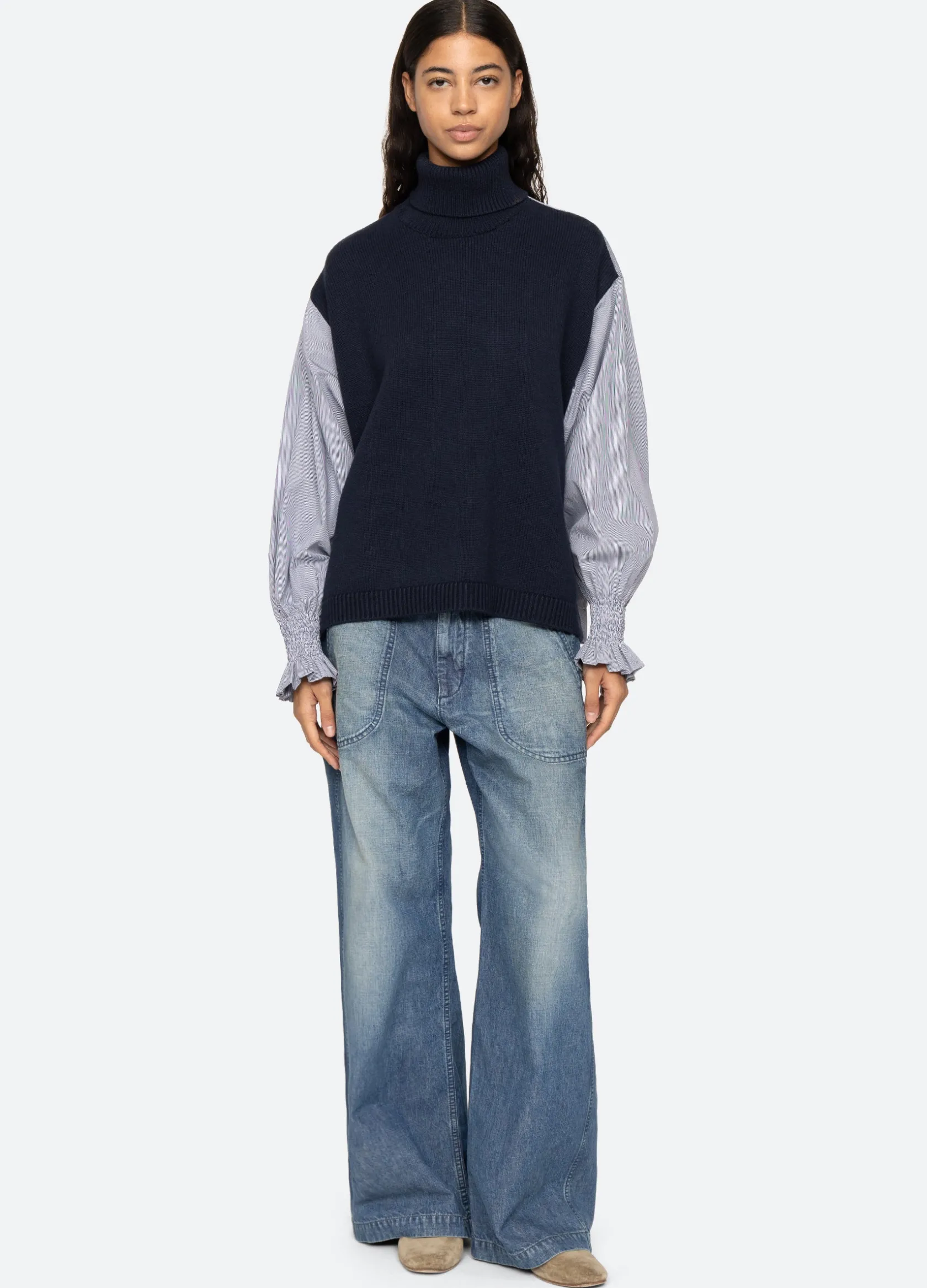 Tops|Sweaters>Sea New York Devana Combo Sweater Navy