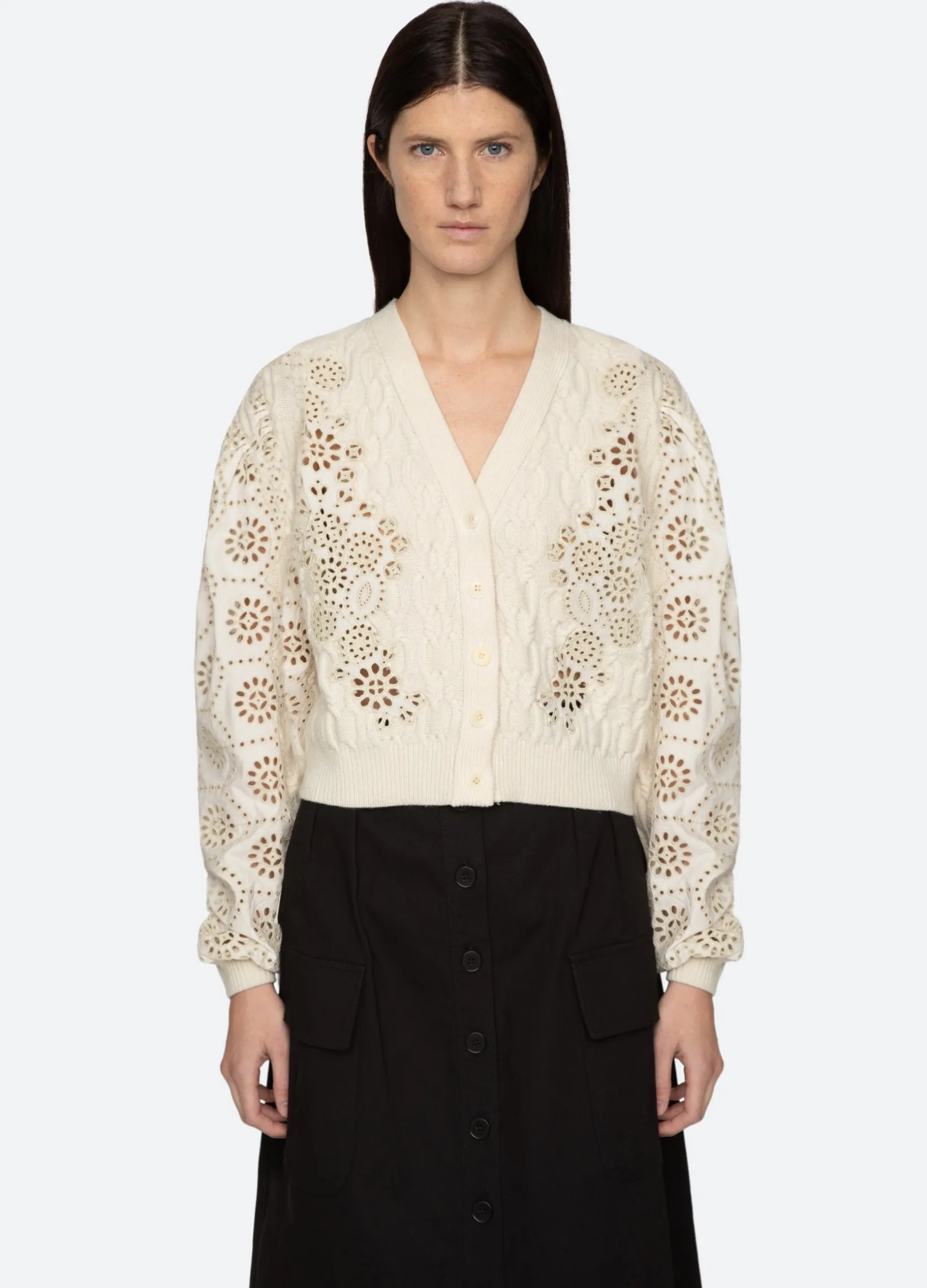 Sweaters|Tops>Sea New York Lainey Cardigan Cream