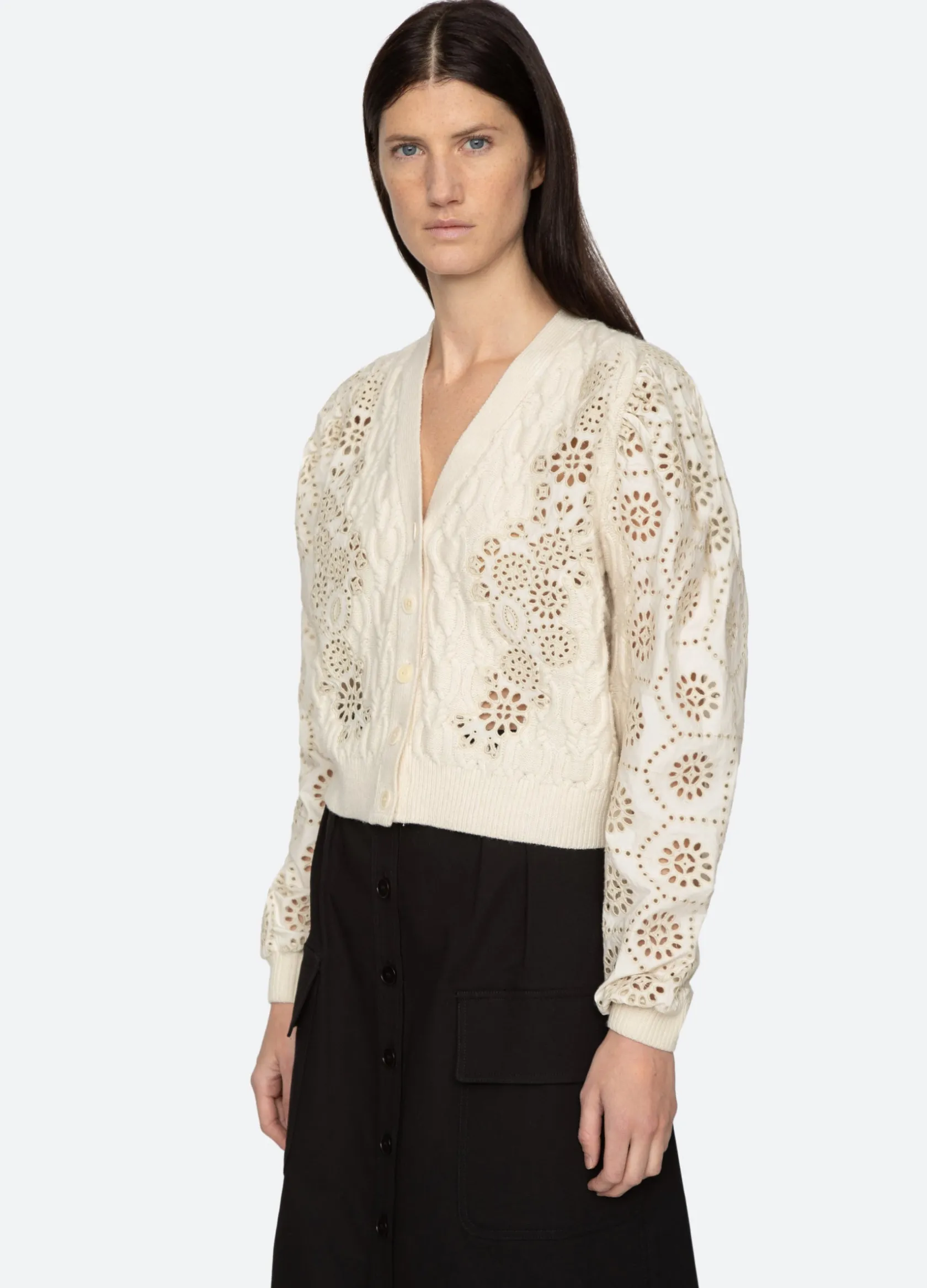 Sweaters|Tops>Sea New York Lainey Cardigan Cream