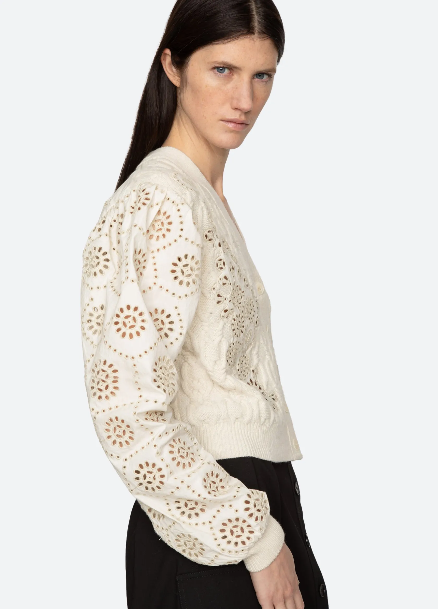 Sweaters|Tops>Sea New York Lainey Cardigan Cream