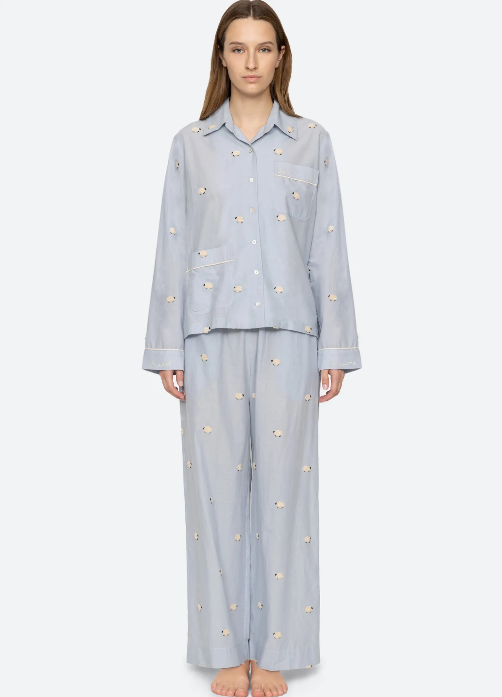 Sleepwear>Sea New York Sheep PJ Set Sky