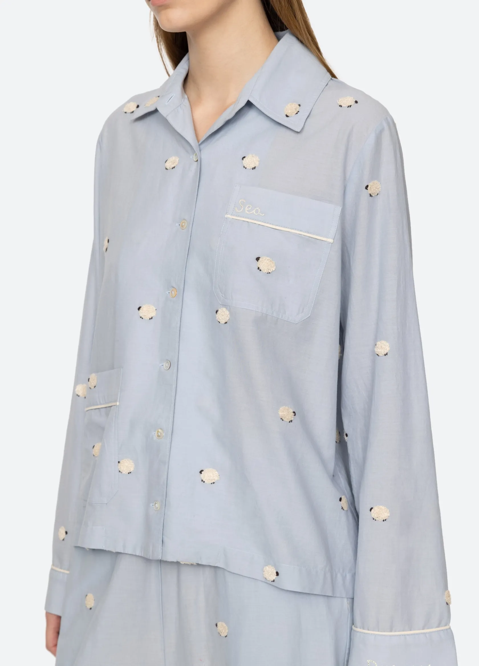 Sleepwear>Sea New York Sheep PJ Set Sky