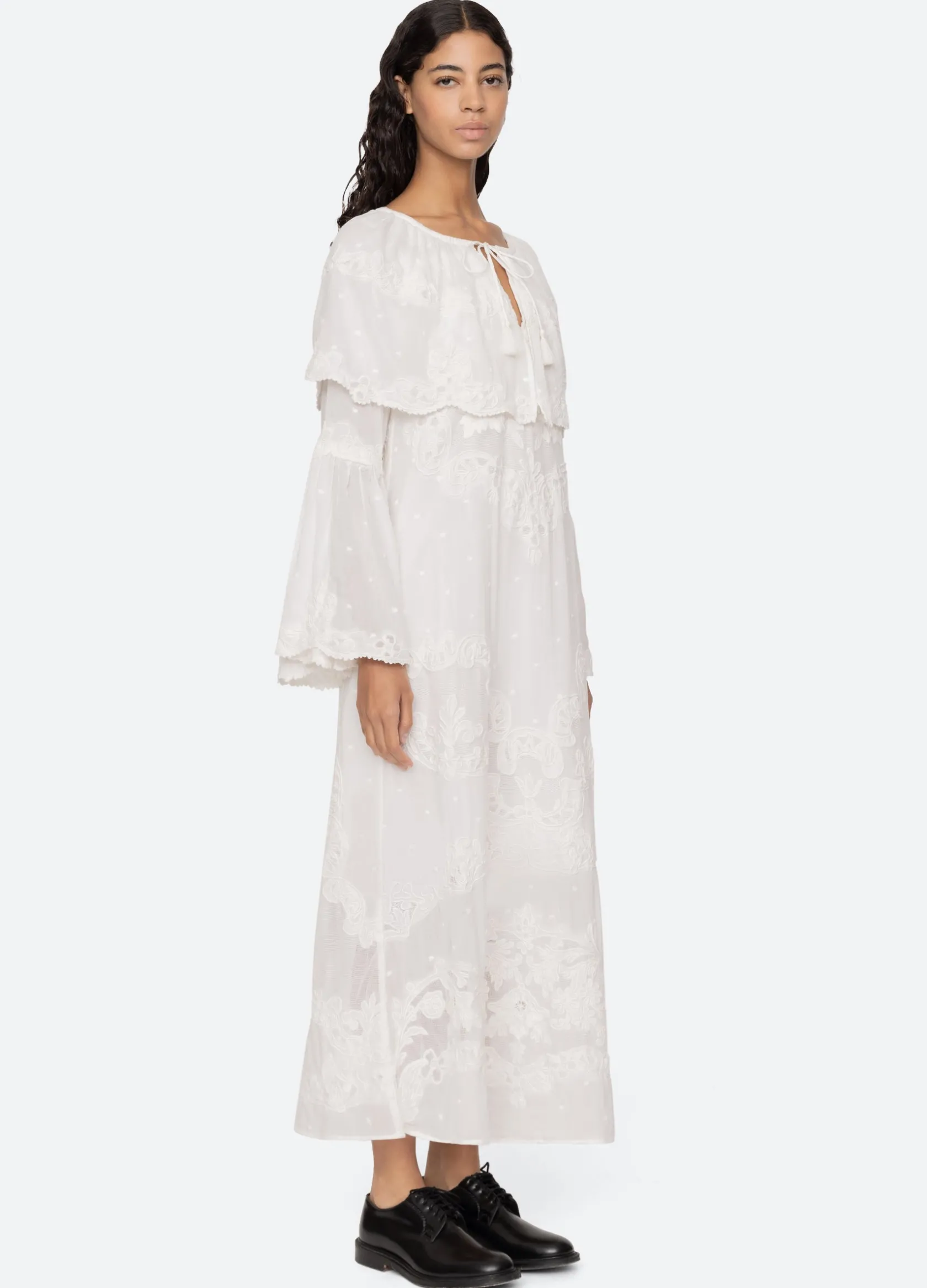 Dresses>Sea New York Vale Capelet Dress White