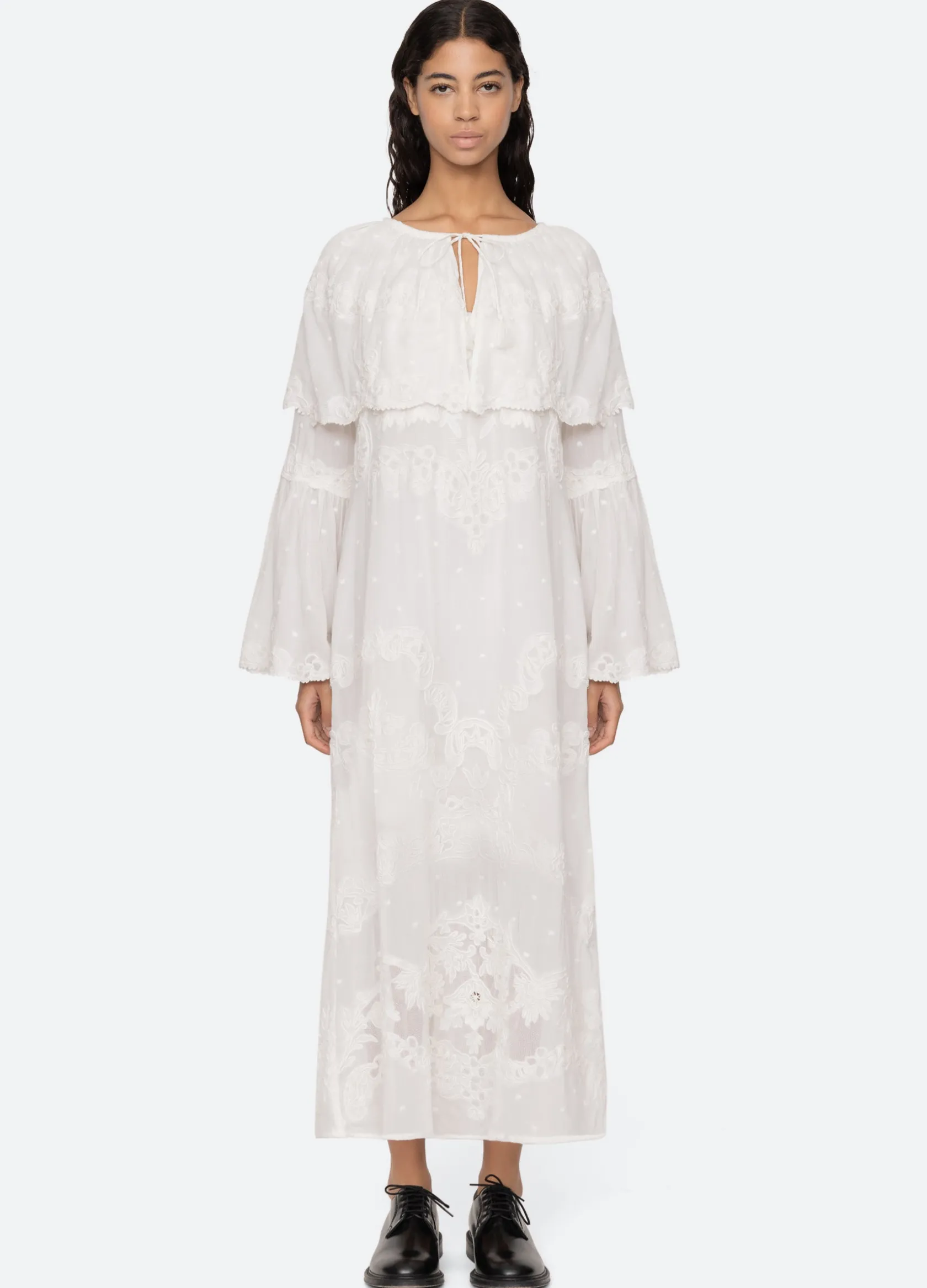 Dresses>Sea New York Vale Capelet Dress White